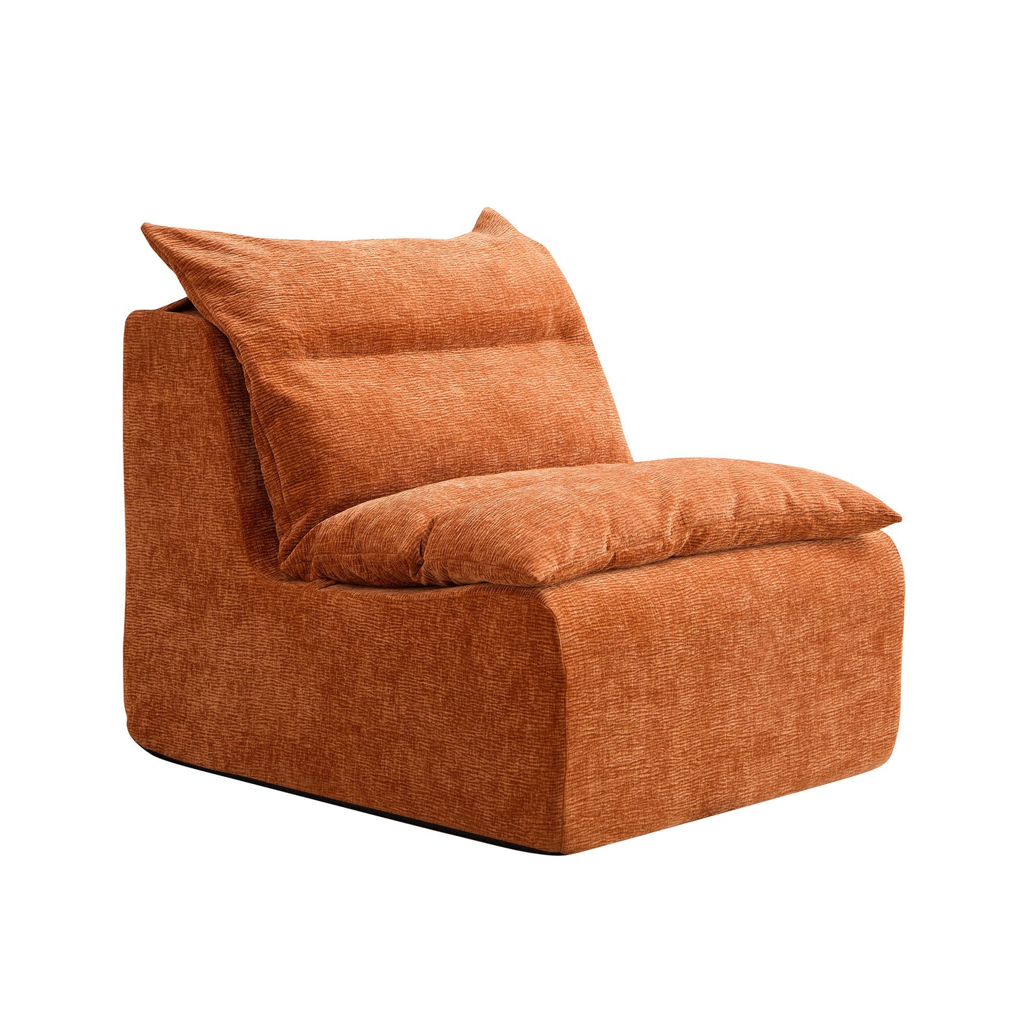 Accent Armless Chair Lazy Floor Seating, Single Chair Sofa Lounger Leisure Accent Single Couch with Backrest for Living Room, Bedroom, Office, Single Seat, ORANGE
