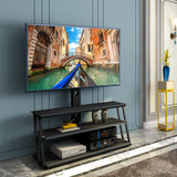 Black Multi-Function Angle And Height Adjustable Tempered Glass TV Stand SolidRoot Buy Furniture USA