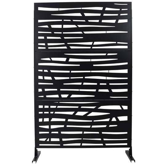 Outdoor & Indoor Privacy Screen Metal Privacy Screen 76' H×48' W Black Steel Decorative Panels SolidRoot Buy Furniture USA