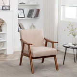 Accent Chair with Microfiber Upholstery and Solid Wood Frame, Classic Mid-Century Modern Living Room Furniture for Extra Seating, Light Camel Livingsource