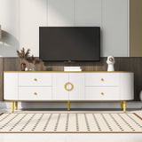 U-Can Modern TV Stand for TVs up to 80 Inches, Entertainment Center with 4 Drawers and 1 Cabinet, Wood TV Console Table with Metal Legs and Handles for Living room(Old SKU:SJ000117AAK) SolidRoot Buy Furniture USA