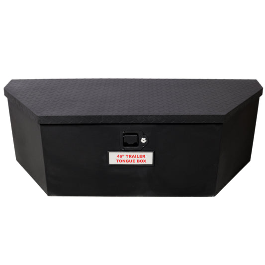 46'X18'X14.5' Tongue Truck Box Black Heavy Duty Steel Trailer Tongue Box, 6.7 CUFT Capacity, With Lock and Keys, Black color SolidRoot Buy Furniture USA