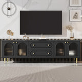 U-Can 78.7'' Modern TV Stand, TV Cabinet with Five Metal Legs and Metal Handles, 2 Drawers and 2 Cabinets with Fluted Glass Doors For Living room, Up to 80'' (Old SKU: SJ000122AAB) SolidRoot Buy Furniture USA