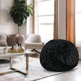 Faux Fur Bean Bag Chair, Black-5ft Cozy and Stretchable Fabric Lounger for Children and Adults with Easy-Clean Cover, Comfortable Faux Fur Seating for Bedrooms, Filled with Shredded and Memory Foam. SolidRoot Buy Furniture USA