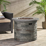 Outdoor 32" Round MgO Propane Fire Pit, Grey Top - 40,000 BTU - SolidRoot Buy Furniture USA