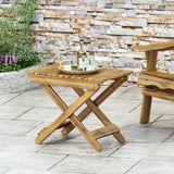 Outdoor Folding Wooden Side Table, Natural, 15'D x 22.75'W x 18.25'H SolidRoot Buy Furniture USA