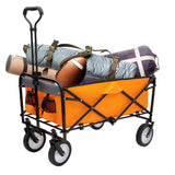 Collapsible Foldable Wagon Cart with strapping system Beach Wagon Utility Cart Utility Wagon Grocery Cart for for Camping Shopping Sports Gardeing Fishing Supports 360lbs All-Terrain Wheels orange Livingsource
