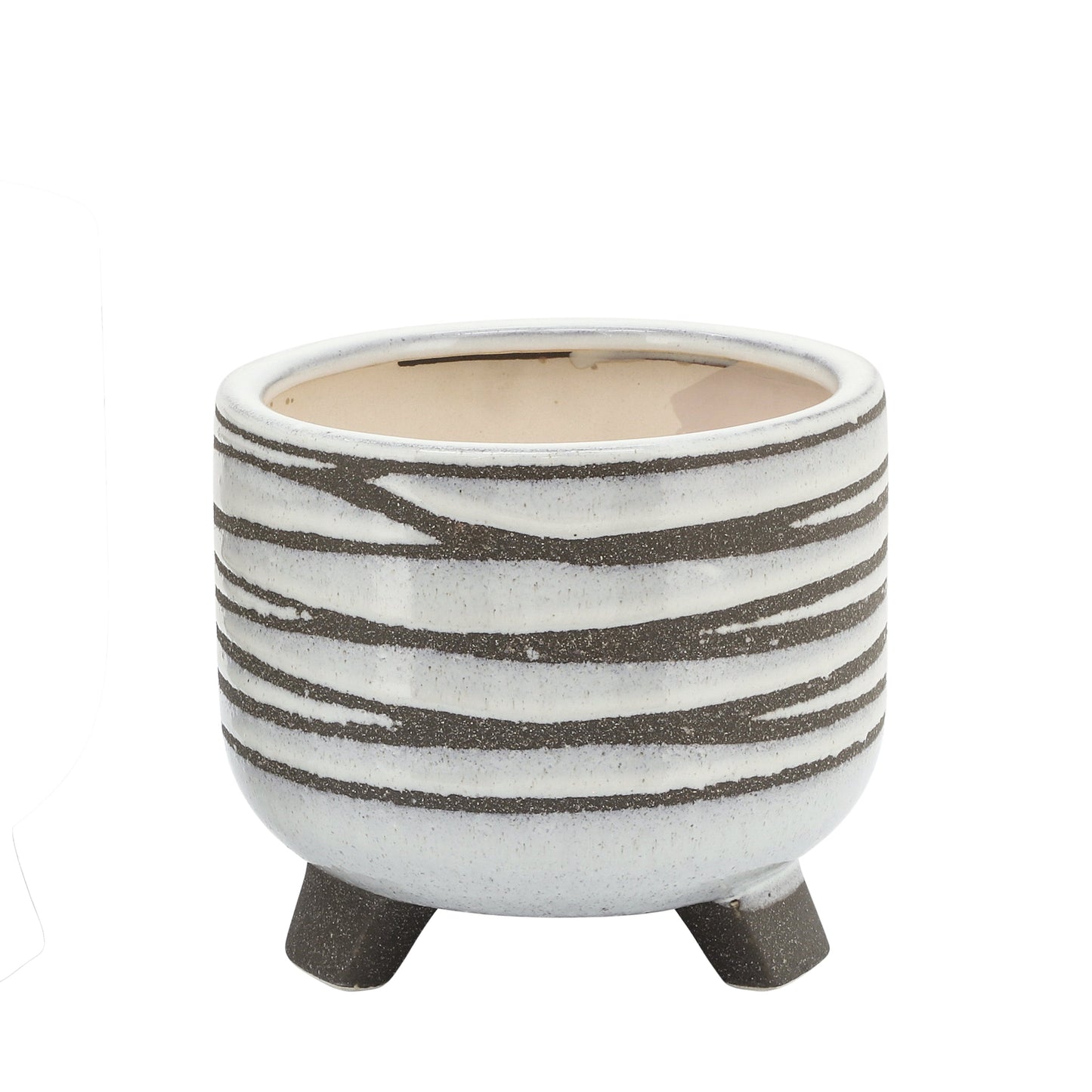 S/2 CERAMIC 6/8" FOOTED PLANTER, WHITE Livingsource