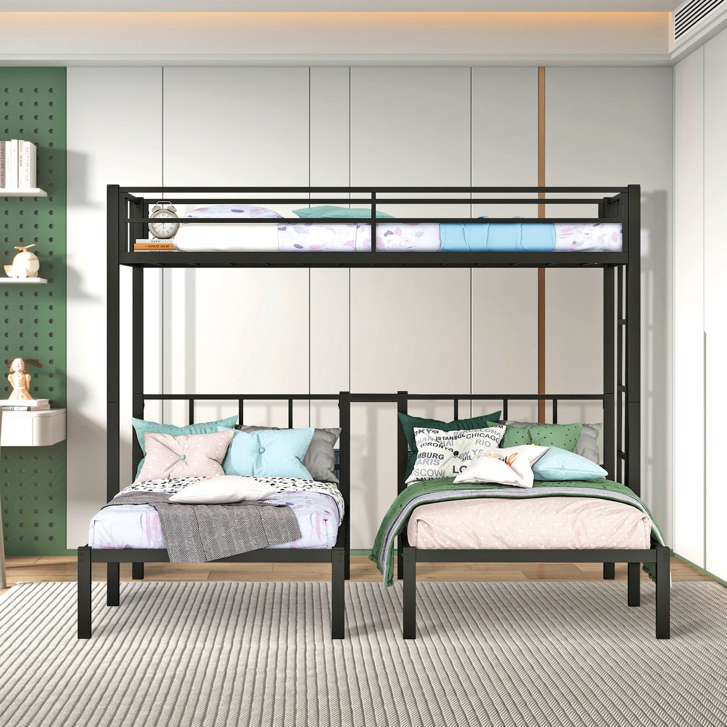 Triple twin bunk bed, can be separated into 3 twin beds SolidRoot Buy Furniture USA