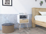 1-Drawer 1-Shelf Nightstand White and Light Oak SolidRoot Buy Furniture USA