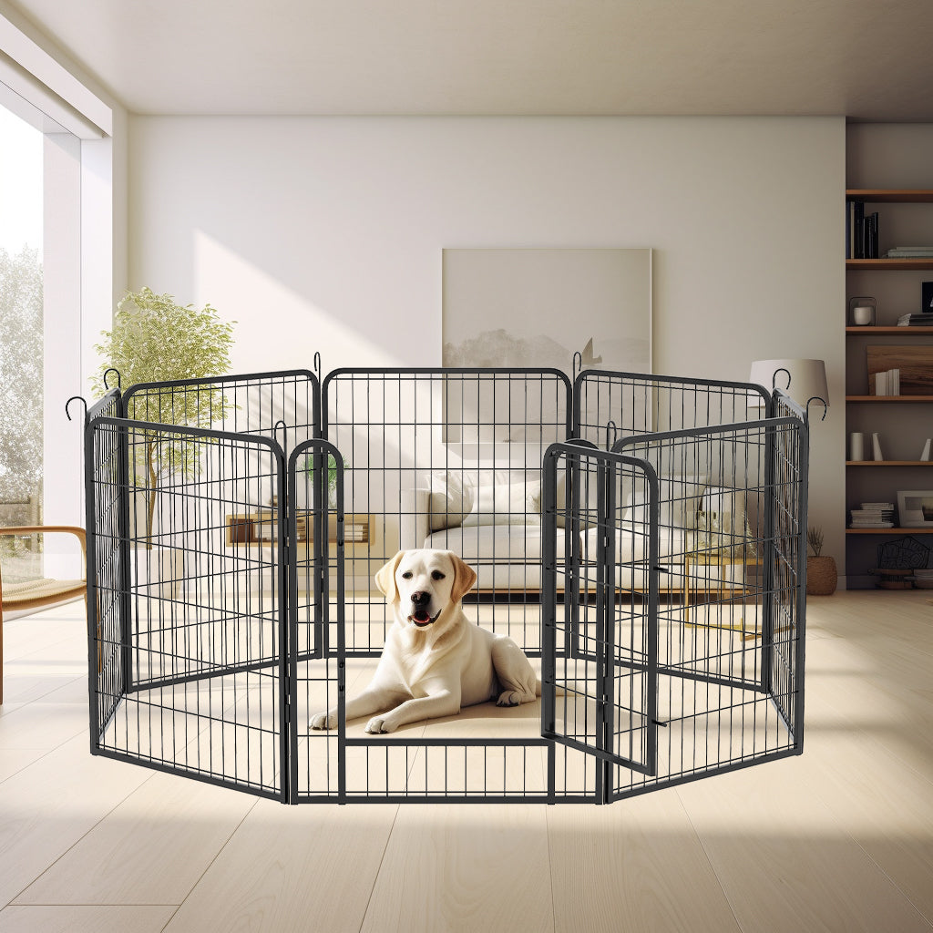 8 Panels Heavy Duty Metal Playpen with door,31.7'H Dog Fence Pet Exercise Pen for Outdoor, Indoor SolidRoot Buy Furniture USA