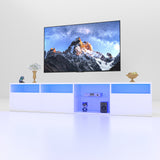 TV Console with Storage Cabinets, 82.6 Inch Long LED TV Stand with Full RGB Color Selection, 31 Modes Changing Lights Modern Entertainment Center with Power Cord (White, for 75/80 inches TV) SolidRoot Buy Furniture USA