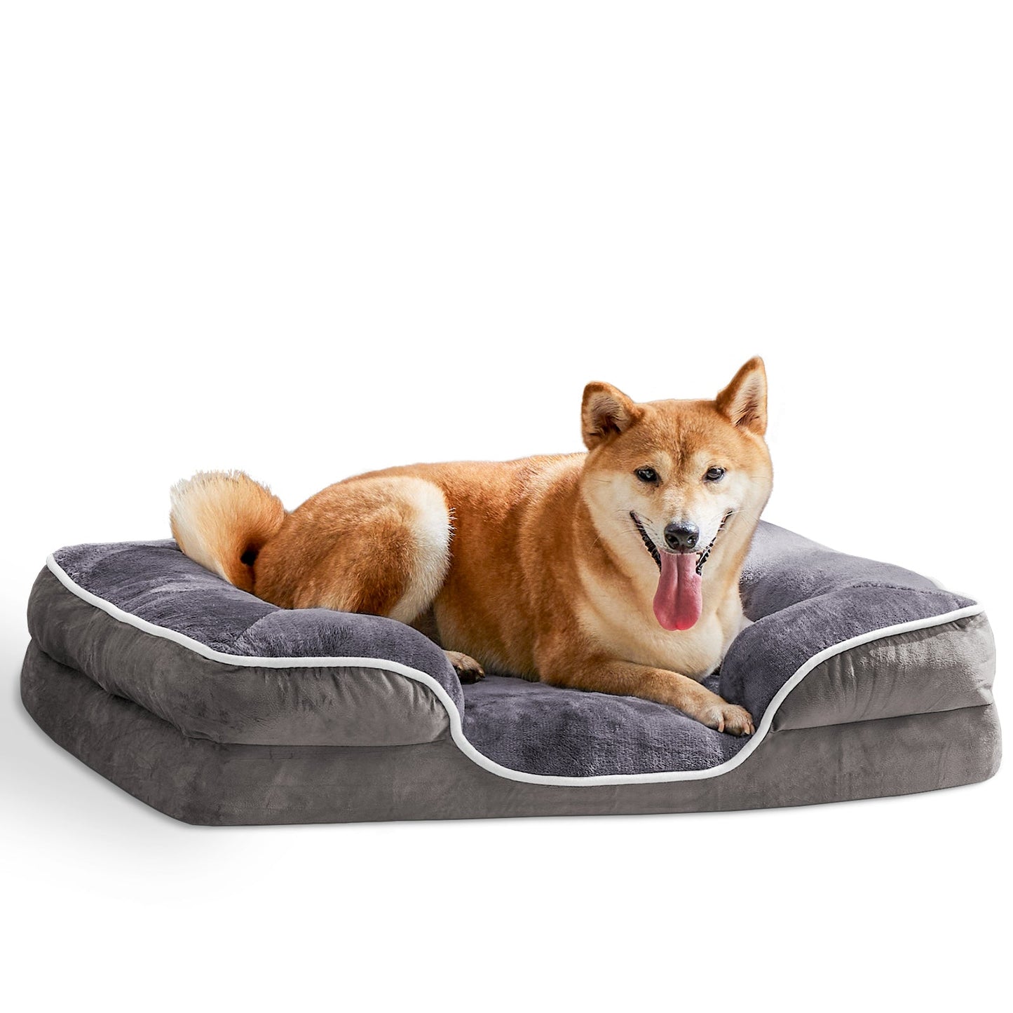 Memory Foam Pet Bed for Small Dogs & Cats with Washable Removable Cover Non-Slip Base Waterproof Liner Egg Crate Foam for Improved Sleep, grey,extra large SolidRoot Buy Furniture USA