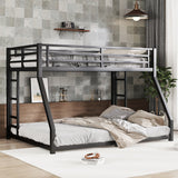 Metal Full XL over Queen Bunk Bed for Teens and Adults, Noise Reduced/No Box Spring Needed, Black SolidRoot Buy Furniture USA