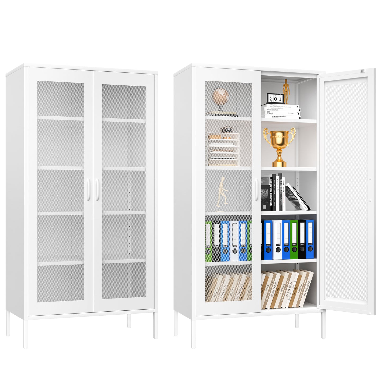 73 inches high metal storage cabinet with 2 wire mesh doors, suitable for homes, offices and dining rooms(white) SolidRoot Buy Furniture USA