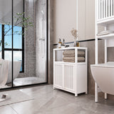 White Large Capacity Bamboo Storage Cabinet Furniture for Bathroom Living Room Bathroom Bamboo Storage Cabinet With Shelves SolidRoot Buy Furniture USA