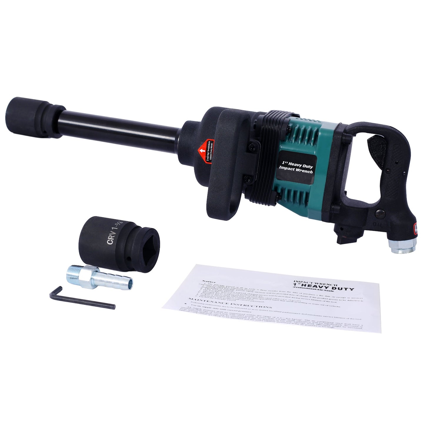Industrial 1' Air Impact Wrench, Long Shank Pneumatic Tool for Trucks with 38mm & 41mm Sockets SolidRoot Buy Furniture USA