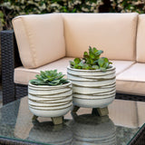 S/2 CERAMIC 6/8" FOOTED PLANTER, WHITE Livingsource