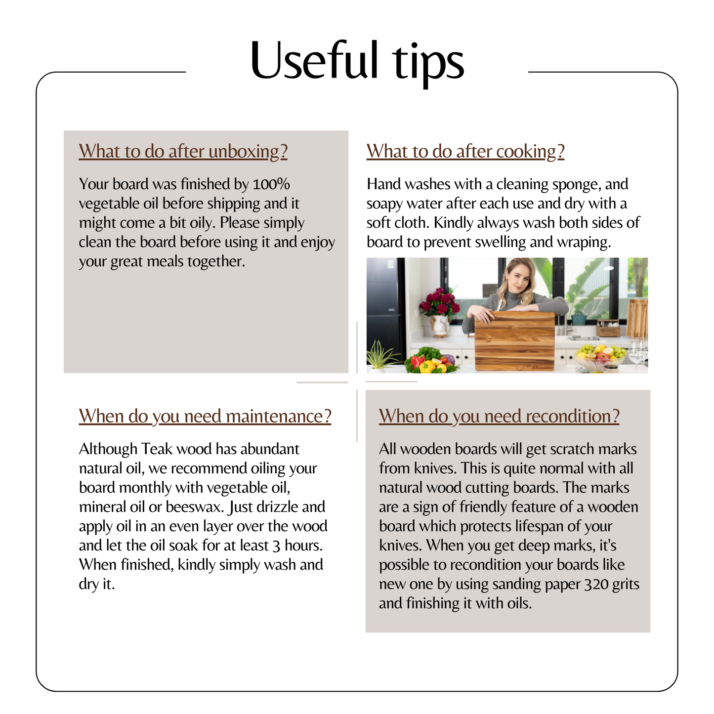 Teak Cutting Board Reversible Chopping Serving Board Multipurpose Food Safe Thick Board, Medium Size 18x14x1 inches - SolidRoot Buy Furniture USA