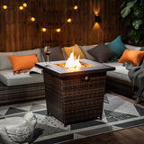 28inch Wicker Square Fire Pit Table - SolidRoot Buy Furniture USA