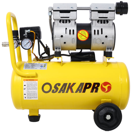1.5HP Silent Oil-Free Air Compressor 8 Gallon, Oil-Free, Electric Shop Air Compressor Portable,Lightweight with Wheels, 70 dBA Noise Level, with Automatic Drain Valve,Yellow SolidRoot Buy Furniture USA