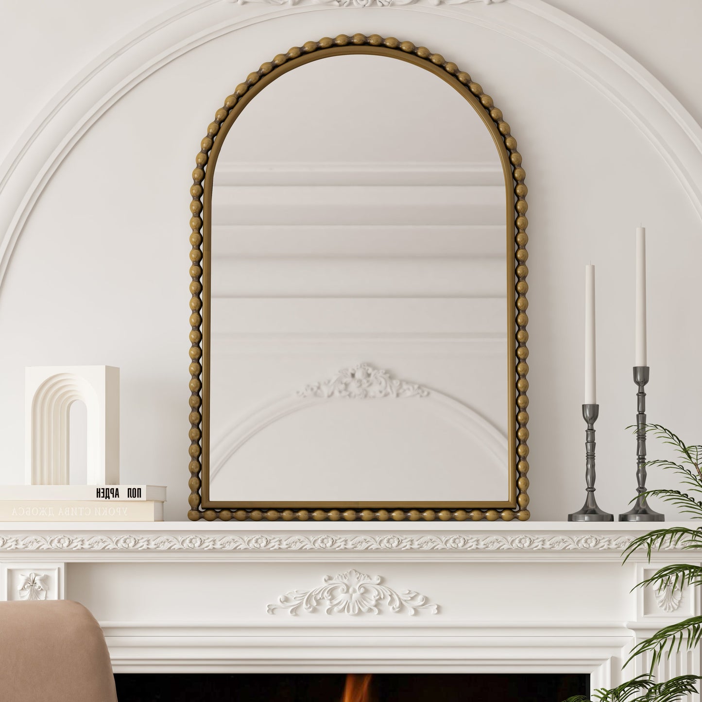 Iron Art Arch Vintage Vanity Mirror, Wall Hanging, Placed On The Table, Suitable For Living Room, Bedroom, Bathroom (Gold) SolidRoot Buy Furniture USA