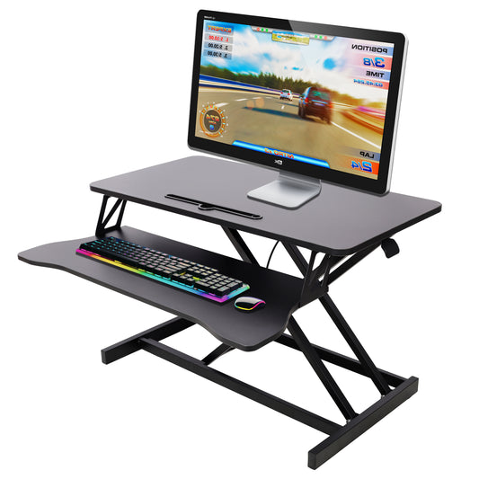 Adjustable Sit to Stand Desk Converter with Keyboard Tray (Black) - Height Adjustable Standing Workstation Riser for Laptop & Monitor, Ergonomic Home Office Desk SolidRoot Buy Furniture USA