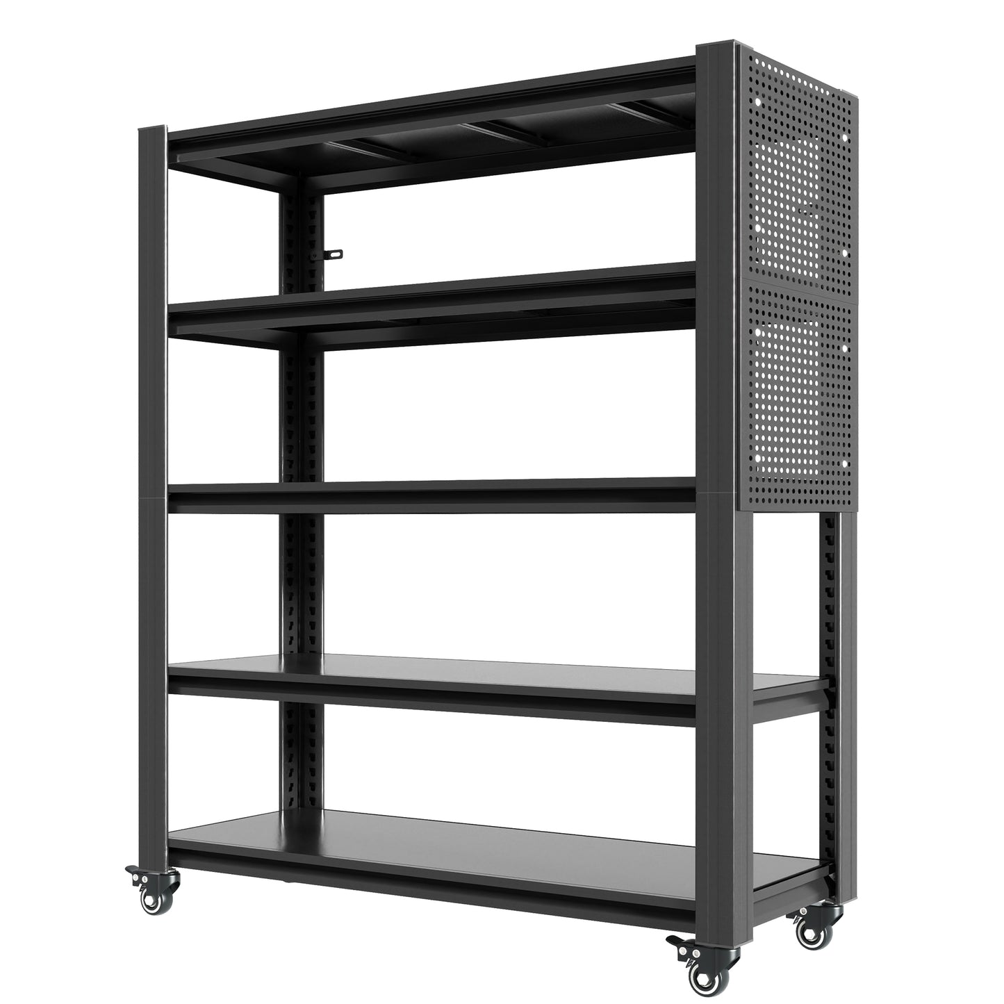 78'H 5 Tier Adjustable Shelving with Pegboard and Wheel, Heavy Duty Storage Shelves, Metal Shelving Unit Multipurpose Shelf for Warehouses, Garages, Offices, Bedrooms, Kitchens, 18'D*47.2'W*78'H SolidRoot Buy Furniture USA