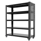 78'H 5 Tier Adjustable Shelving with Pegboard and Wheel, Heavy Duty Storage Shelves, Metal Shelving Unit Multipurpose Shelf for Warehouses, Garages, Offices, Bedrooms, Kitchens, 18'D*47.2'W*78'H SolidRoot Buy Furniture USA