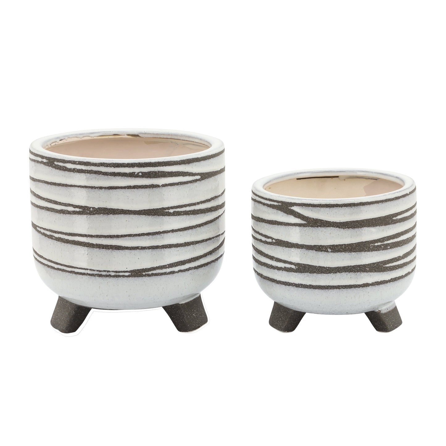 S/2 CERAMIC 6/8" FOOTED PLANTER, WHITE Livingsource