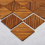 Dashiell 12-Diagonal Slat Acacia Interlocking Deck Tile (Set of 10 Tiles) Livingsource