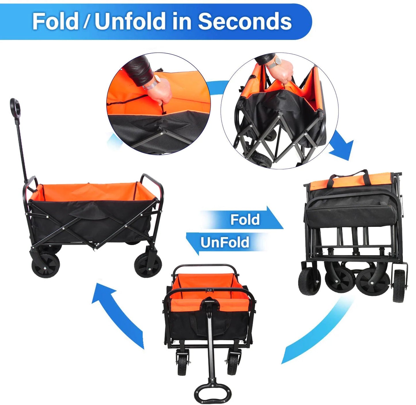 Compact Collapsible Wagon Garden Cart Shopping Cart Outdoor Camping Wagon Utility Cart Livingsource