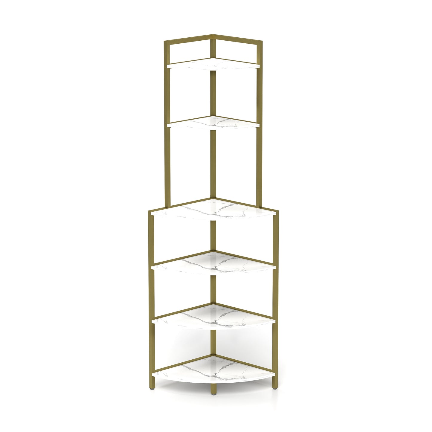 6-Tier Corner Open Shelf Modern Bookcase Wood Rack Freestanding Shelving Unit,Plant Album Trinket Sturdy Stand Small Bookshelf Space-Saving for Living Room Home Office Kitchen Small Space - SolidRoot Buy Furniture USA