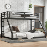 Metal Twin XL over Queen Bunk Bed for Teens and Adults,Noise Reduced/No Box Spring Needed, Black Livingsource