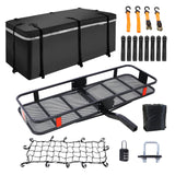 Hitch Mount Cargo Carrier Basket 60' X 21' X 6'+Waterproof Cargo Bag 13 Cubic Feet(56' 20' 20'),Hauling Weight Capacity of 500 Lbs and A Folding Arm.with Hitch Stabilizer,Net and Straps Livingsource