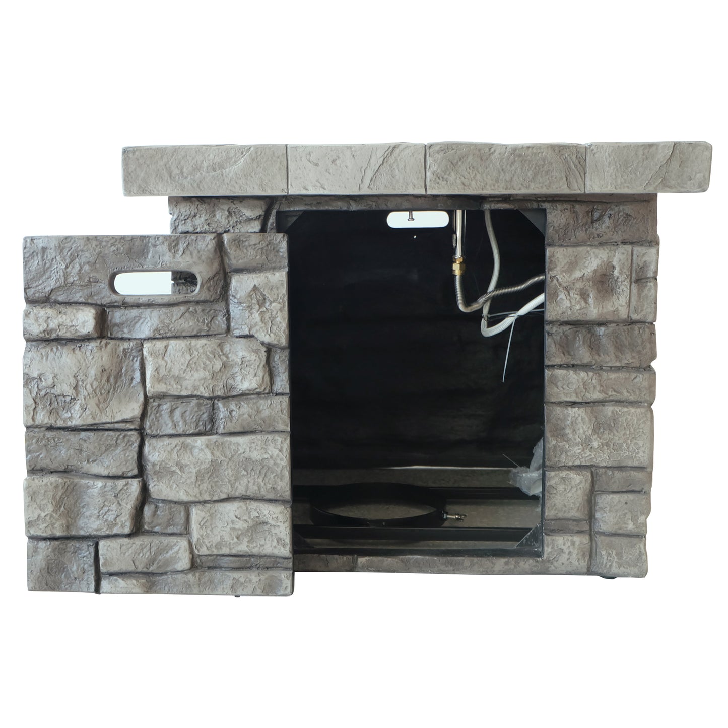 30" Outdoor Square MgO Propane Fire Pit - 40,000 BTU, Grey - SolidRoot Buy Furniture USA