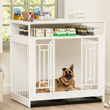 43.3 inch Dog Crate Furniture for Large Dogs,Wooden Dog Crate with Divider,Double Door Dog Kennel with Three Drawers Storages,Heavy Duty Dogs Decorative Pet House for Large Medium Dogs ,White - SolidRoot Buy Furniture USA