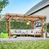 12 x 10 FT Outdoor Wood Pergola, Wooden Grape Pergola for Climbing Plant Support for Garden, Patio, Backyard, Deck, Brown SolidRoot Buy Furniture USA