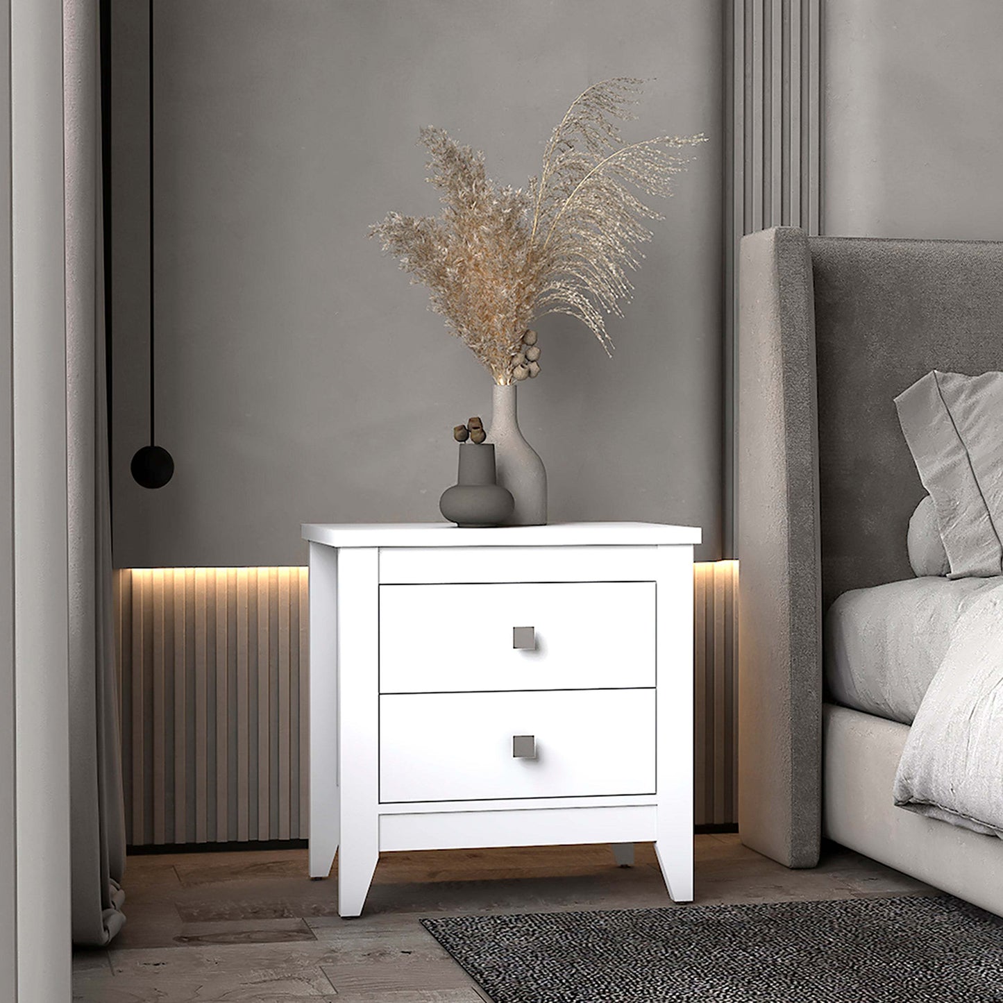 2-Drawer Nightstand White SolidRoot Buy Furniture USA