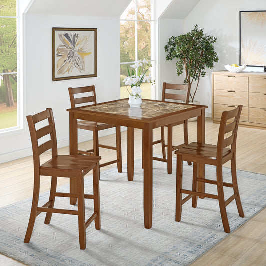 Dining Table, Bar Table and Chairs Set, 5 Piece Dining Table Set,Retro-style breakfast table set,for Living Room, Dining Room-Brown(Requires assembly) SolidRoot Buy Furniture USA