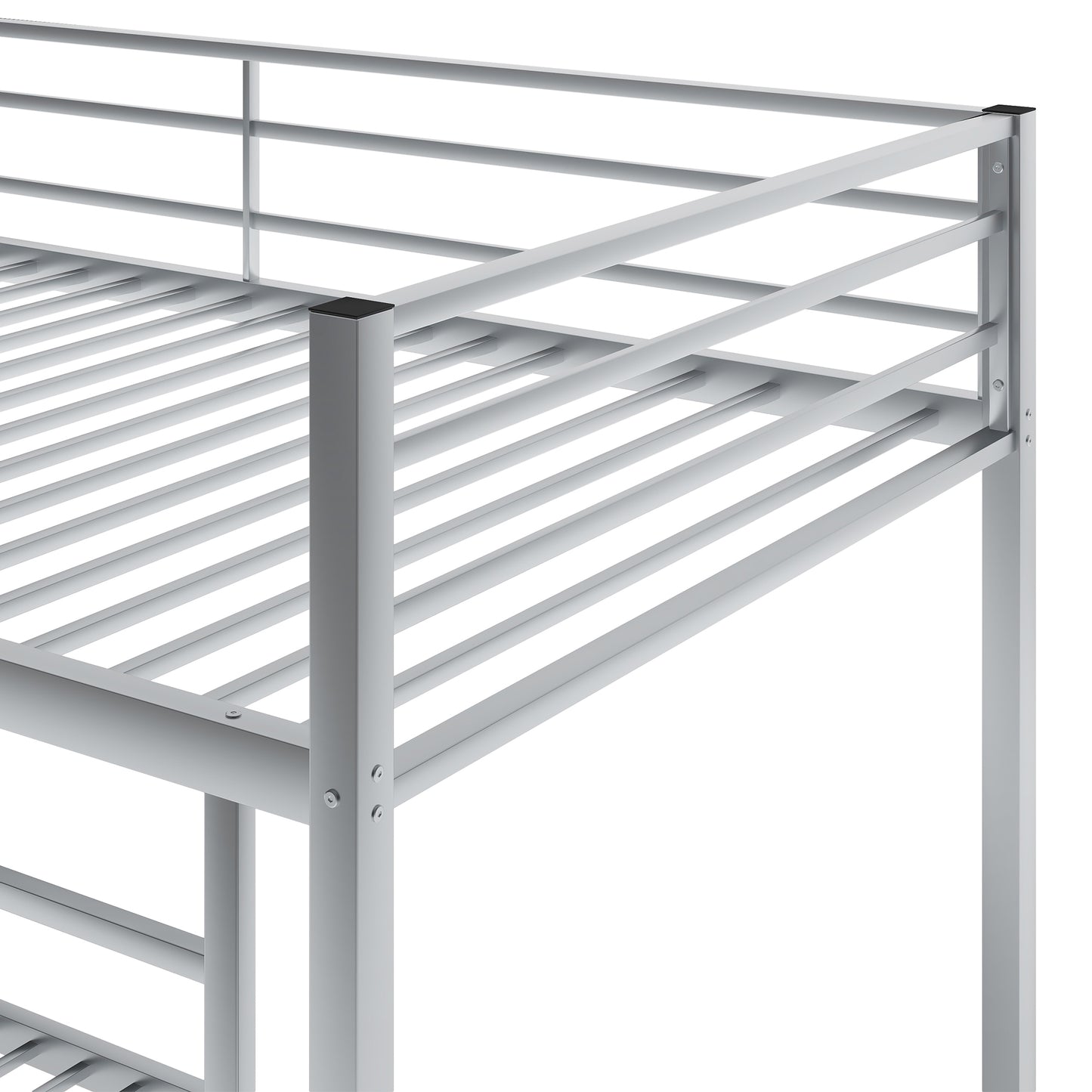 Twin over Twin Metal Bunk Bed, Low Bunk Bed with Ladder,Silver(OLD SKU:WF282465AAN) - SolidRoot Buy Furniture USA