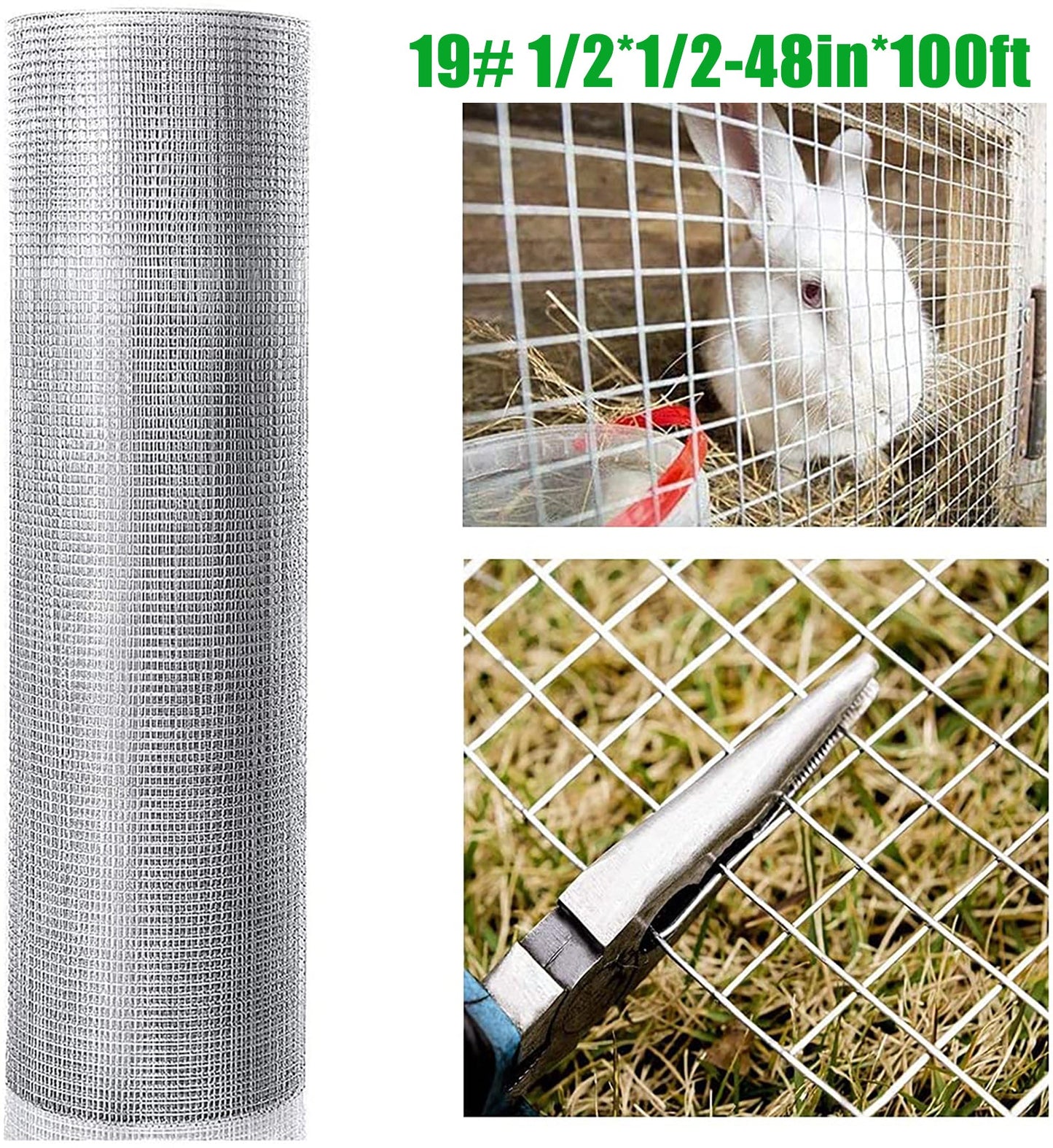 48inx100ft 1/2 in 19 Gauge Hardware Cloth Welded Cage Wire Chicken Fence mesh Rolls Square Chicken Wire Netting Raised Garden Rabbit Fence Snake Fencing Rodent Animals SolidRoot Buy Furniture USA