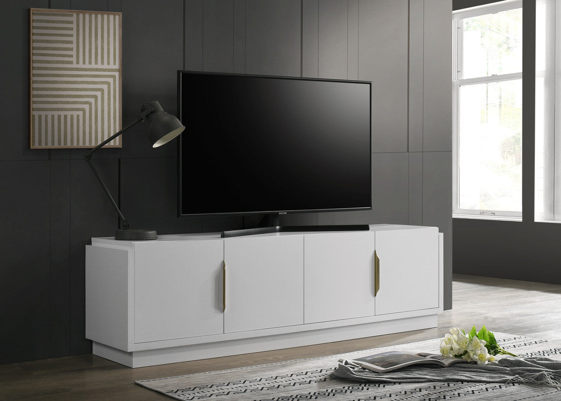Palmer 70'W White 4-Door TV Stand SolidRoot Buy Furniture USA