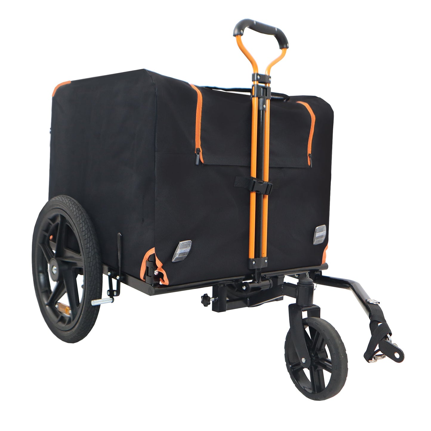 Foldable Pet Jogging Stroller Dog Carriers Bicycle Trailer Pet Dog Cat Bike Trailer Orange and Black - Ideal for Small Pets SolidRoot Buy Furniture USA