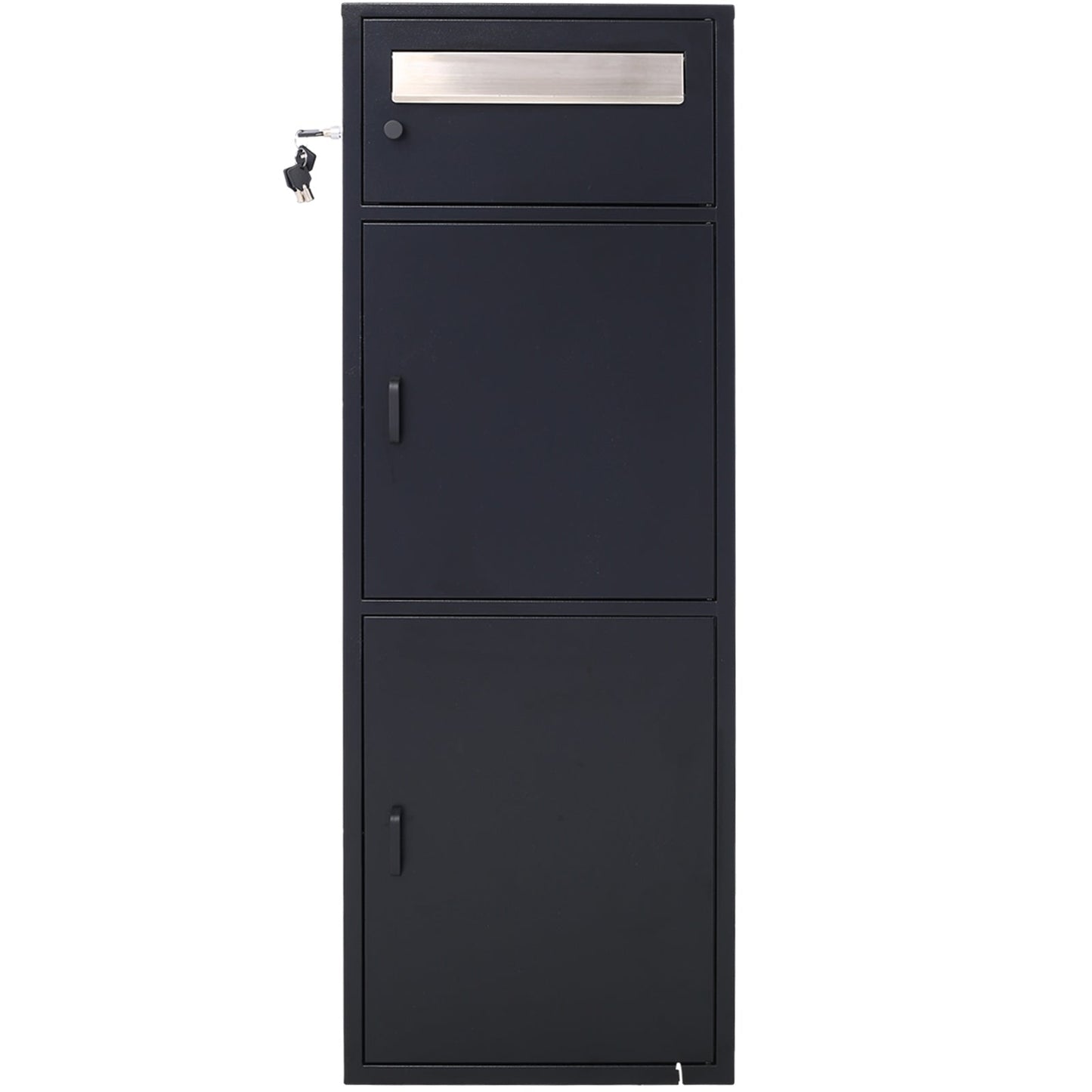 Large Freestanding Steel Parcel Drop Box with Locking Letterbox and Multi Compartments, Black SolidRoot Buy Furniture USA