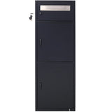 Large Freestanding Steel Parcel Drop Box with Locking Letterbox and Multi Compartments, Black SolidRoot Buy Furniture USA
