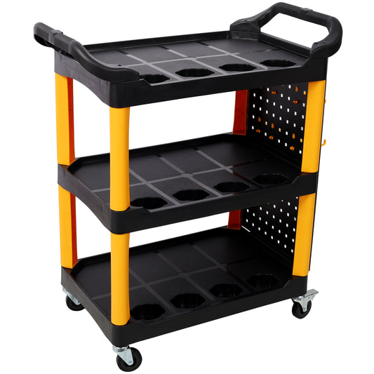 3 Tier Rolling Auto Detail Cart With Wheels,With Panel & Hook,for Detailers Garage, Workshop, Repair Shop, Storage Tool, Yellow&Black SolidRoot Buy Furniture USA