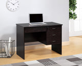Three locking drawers on metal glides Student Desk Work Desk Modesty Panel Metal Bar Handles Red Cocoa color SolidRoot Buy Furniture USA