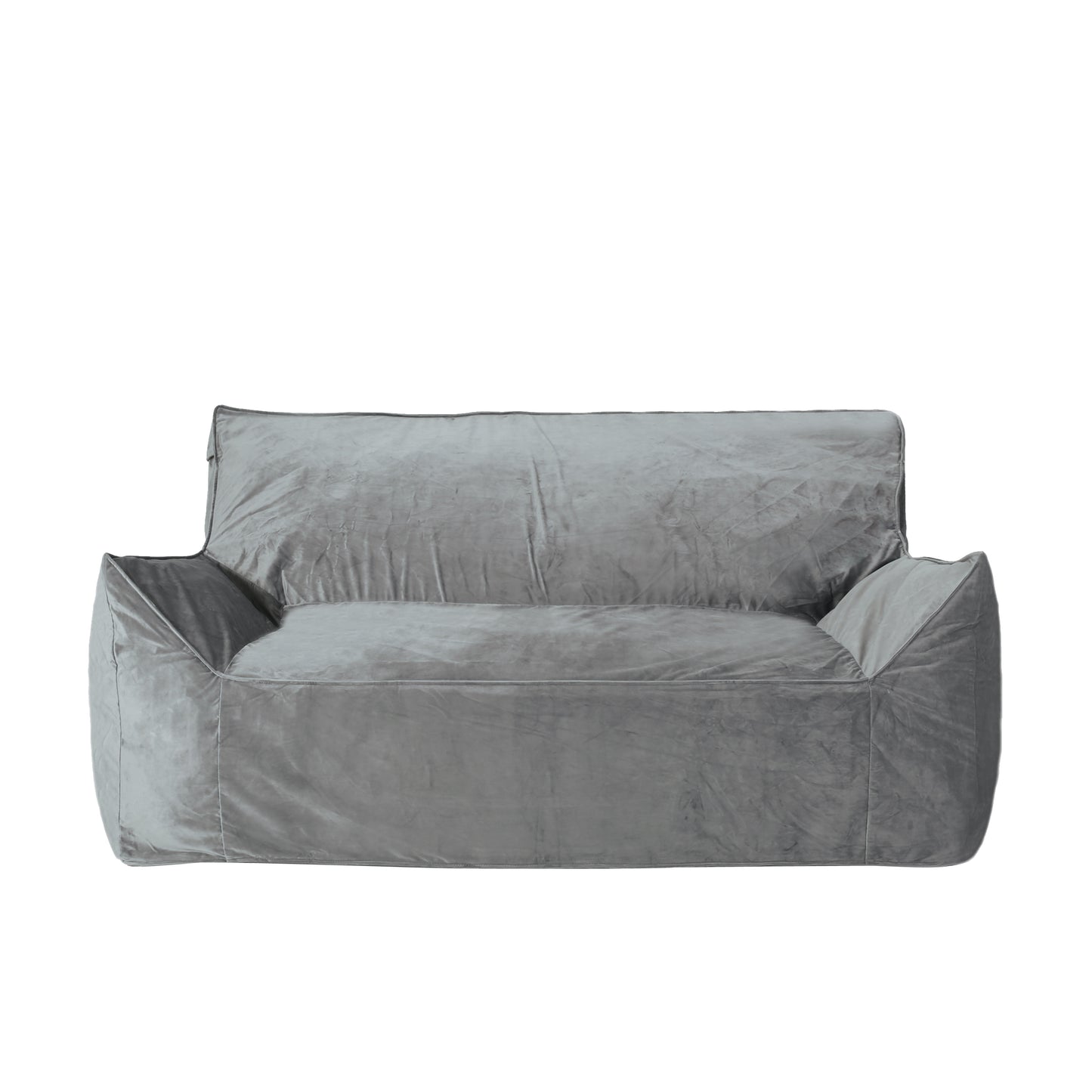 Fila Velveteen Oversized 2 Seater Bean Bag Chair with Armrests, Soft Velvet, Gray, 60x40 Inches SolidRoot Buy Furniture USA
