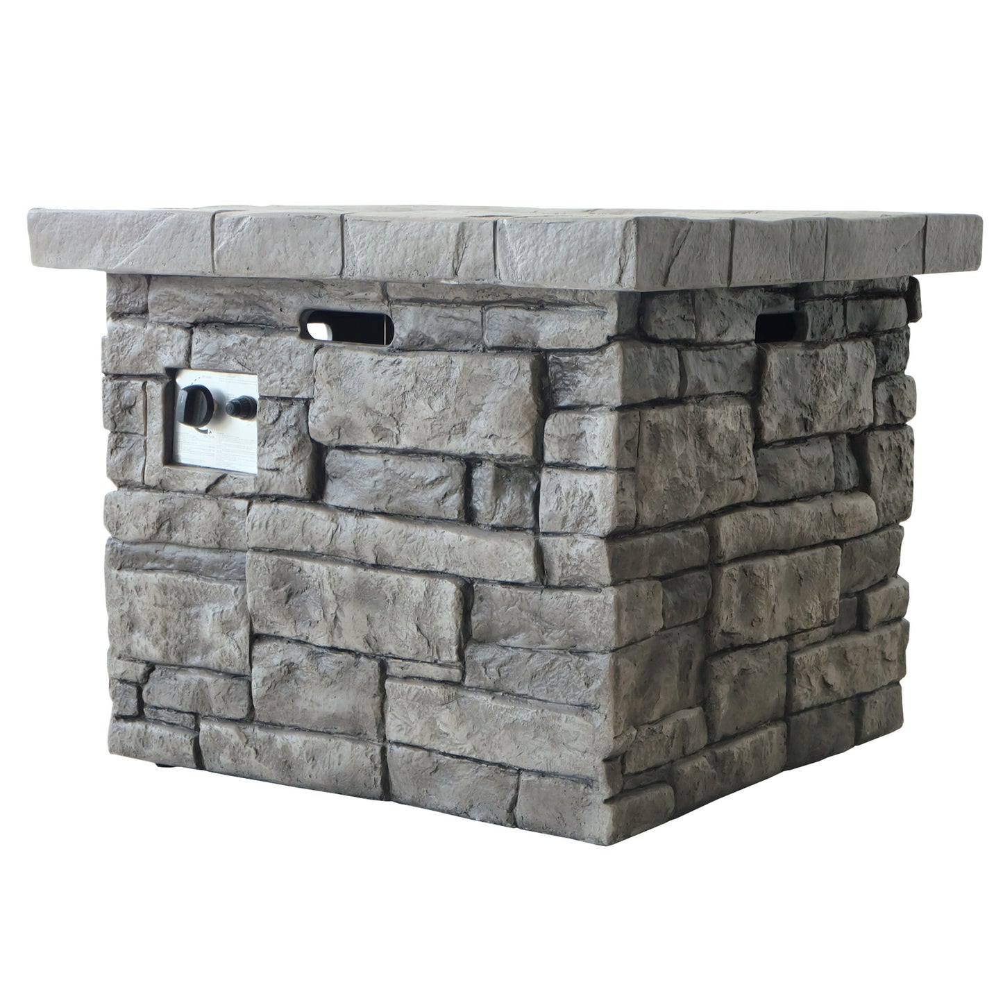 30" Outdoor Square MgO Propane Fire Pit - 40,000 BTU, Grey - SolidRoot Buy Furniture USA